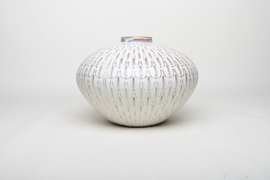 VASE CERAMIQUE OFF BLANC 'PHUKET' D42,5x30h
