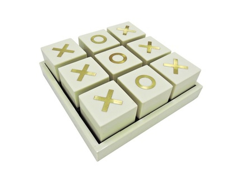 CREAM RESIN TIC TAC TOE GAME 21x21x7h
