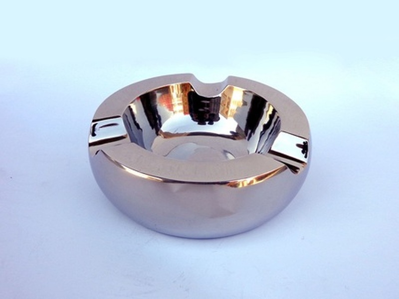 ROUND 3 CIGAR ASHTRAY NICKEL D19x6h