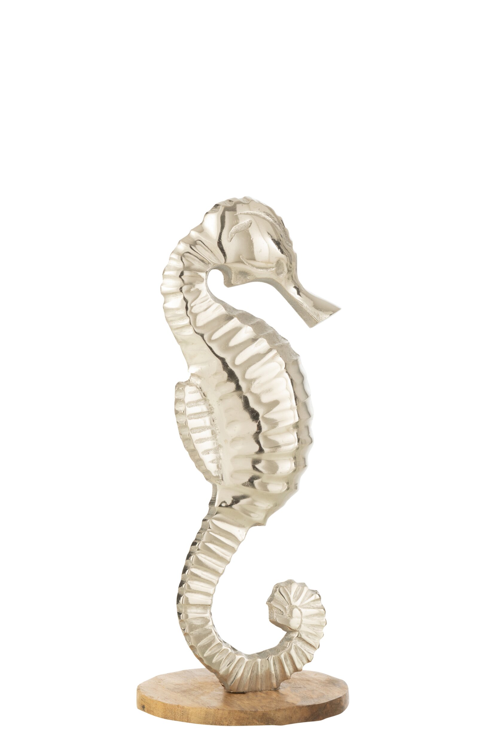 Sea Horse On Base Aluminium Silver Large