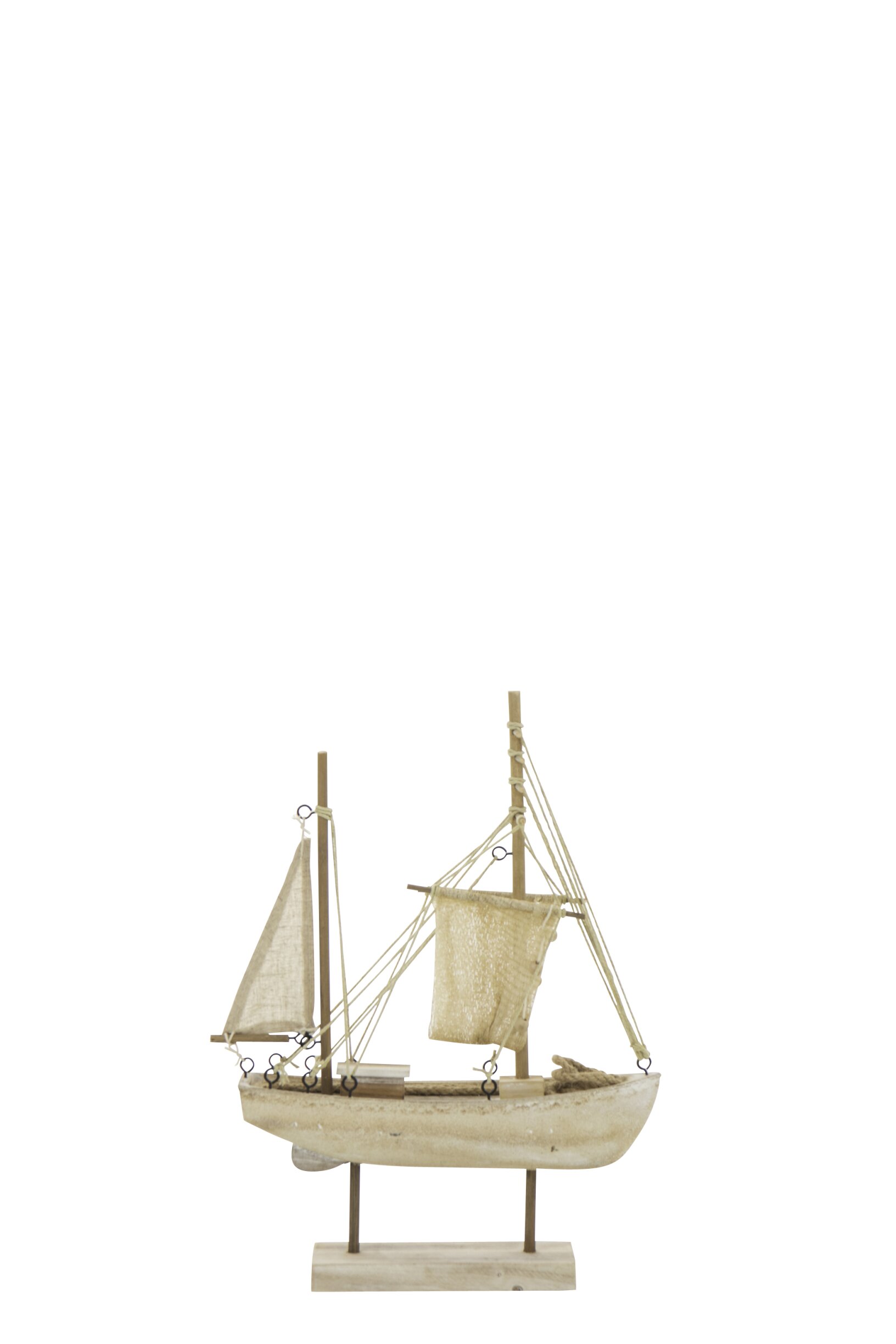 Boat Decorative Whitewash Mdf/Rope Natural