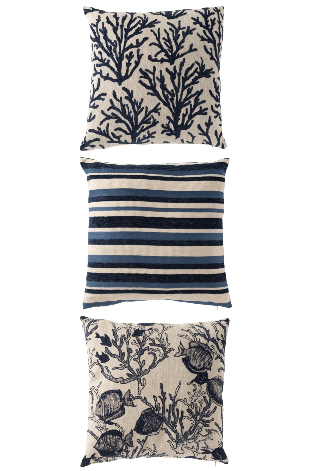 Cushion Coral/Stripes Square Polyester Blue/Off-White