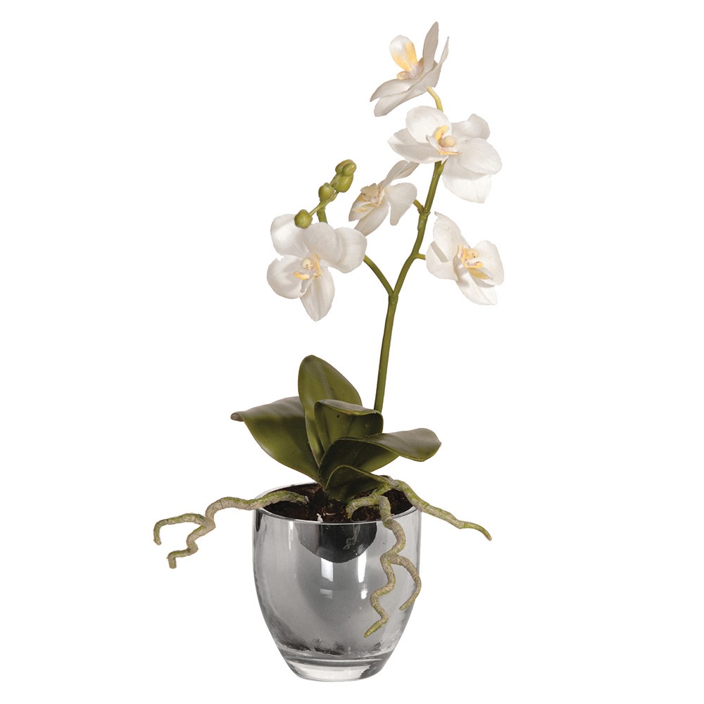 KEMP 35cm vjestacki cvijet u saksiji, bijela orhideja