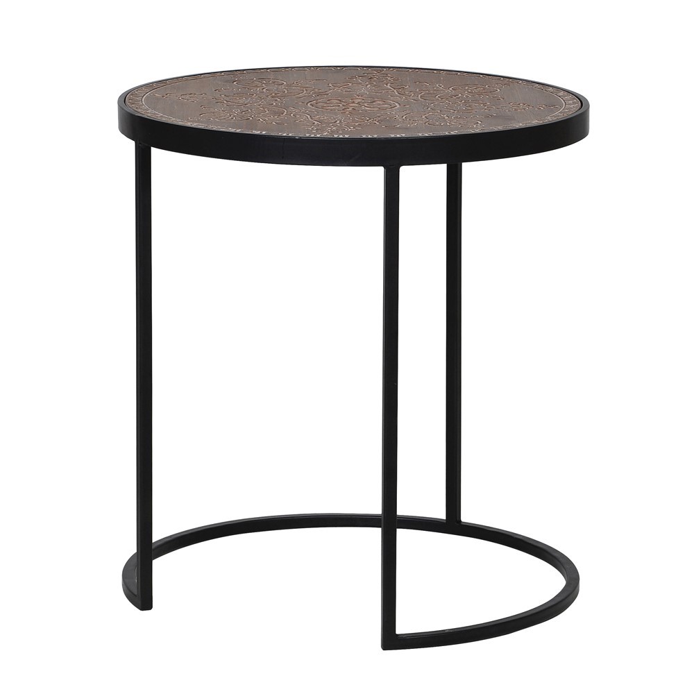 FLIGHT 55x47cm okrugli pomocni sto, crna/drvo