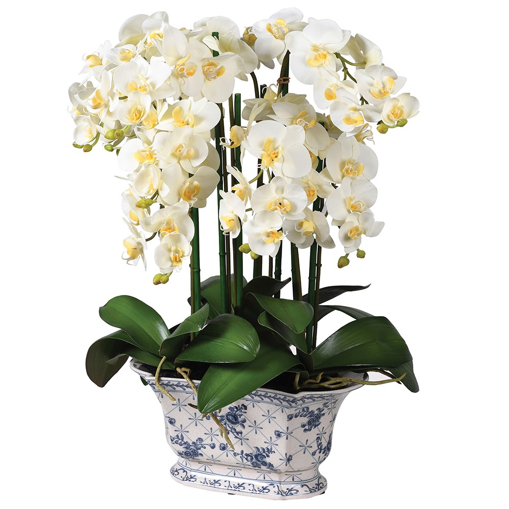 HEREFORD 65cm vjestacki cvijet u saksiji, bijela orhideja