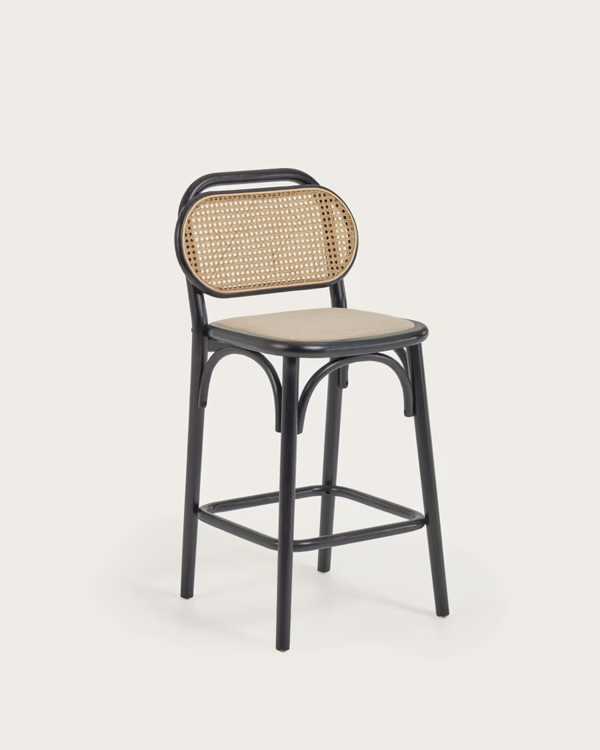 DORIANE barska stolica od drveta brijesta i ratana u crnoj boji