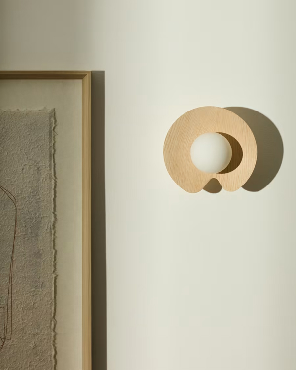 WILARA zidna lampa od hrasta i zamagljenog stakla