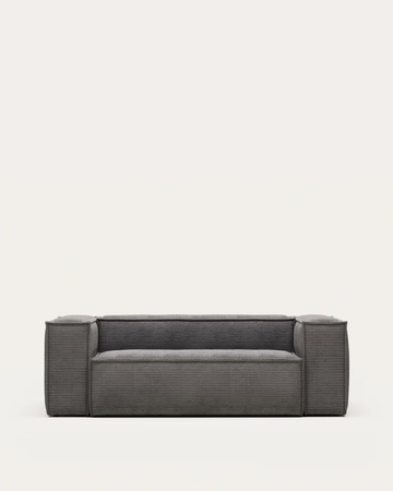 BLOK dvosjed sofa od sivog somota sa širokim šavovima, 210 cm