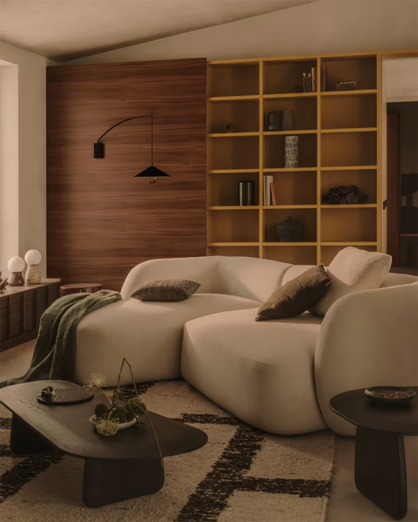 MARTINA trosjed, ekru šenil modularna sofa, leva strana lenjivca 287 cm