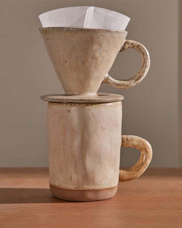 ZUNEL set keramičke šolje za kafu sa filterom, bež