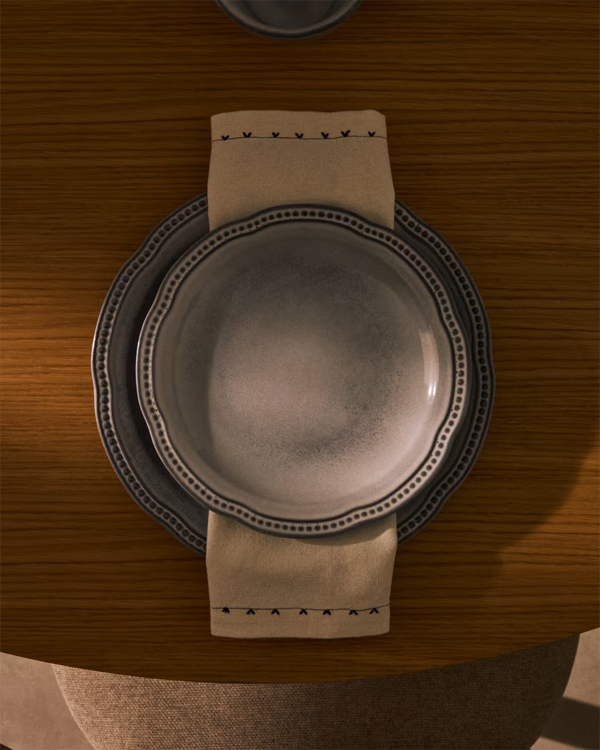 DOVEC plava keramička tacna za desert