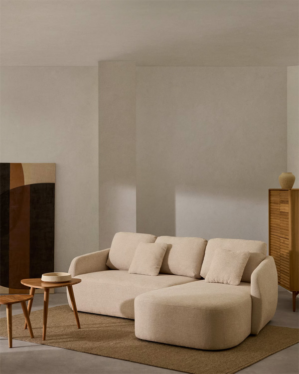 LAIRA sofa sa lenjivcem na desnoj strani, 246 cm, ecru chenille