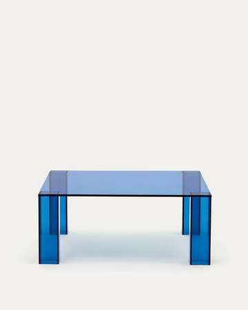 ADULARIA klub sto, plavi, kaljeno staklo 85x85 cm