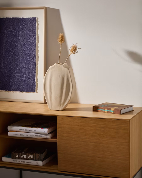 LAHARA vaza od papir mašea siva 32 cm