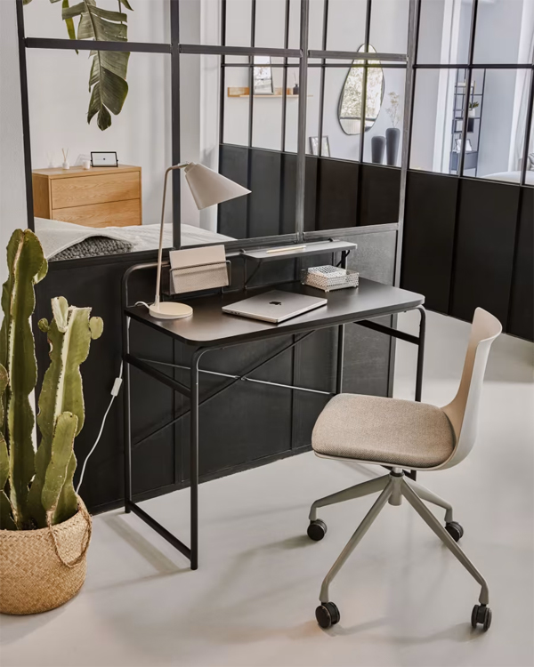 FOREMAN sto od crne melamine, noge od čelika, crna završna obrada 98 x 46 cm