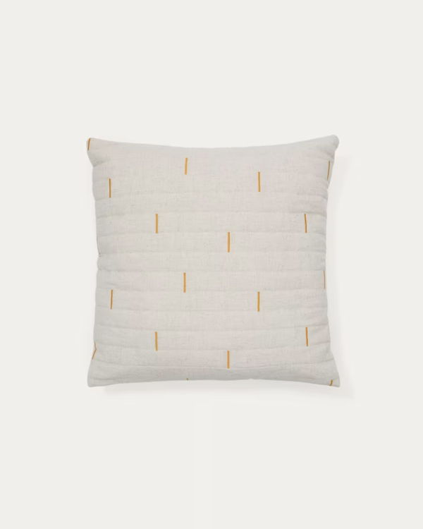 BLAINA jastučnica, pamuk i lan, bijela sa narandžastim vezom 45 x 45 cm