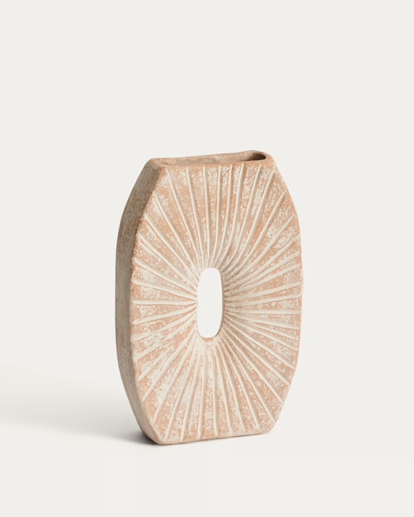 VALURA vaza od papirne mase, roza i bež, 31 cm