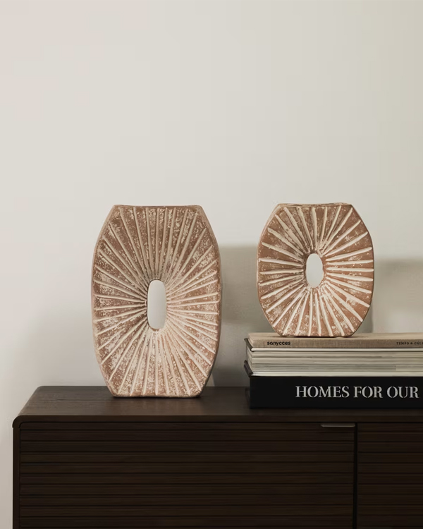 VALURA vaza od papirne mase, roza i bež, 31 cm