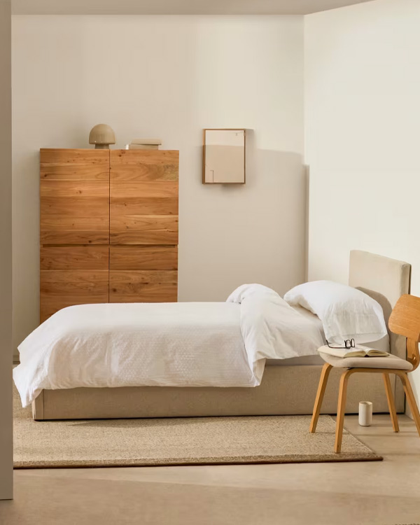 NAHIRI krevet sa bazom za odlaganje, bež šenil, 90 x 200 cm