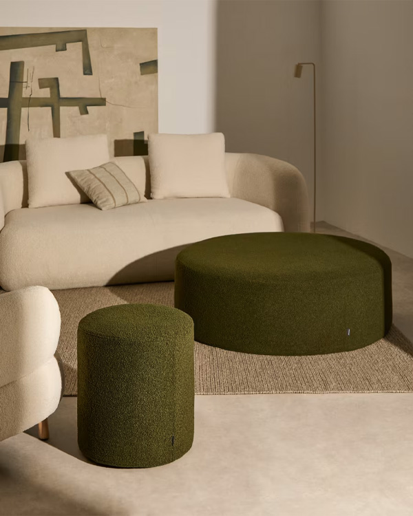 KAELI okrugli tabure, zeleni, Ø 43 cm