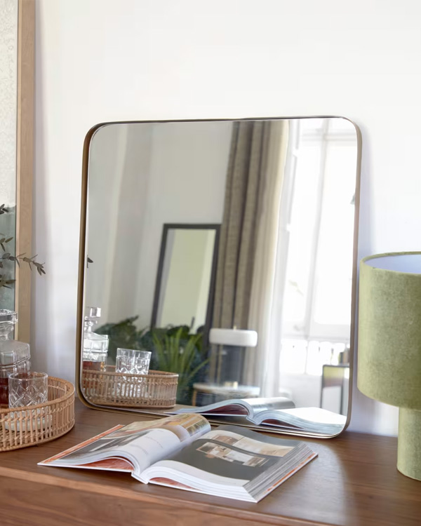 MARCO Zidno ogledalo, zlatno, metalno, 60 x 60 cm