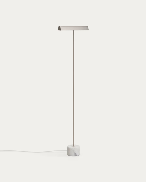 LYNOR podna lampa od brušenog čelika sa bazom od bijelog mermera