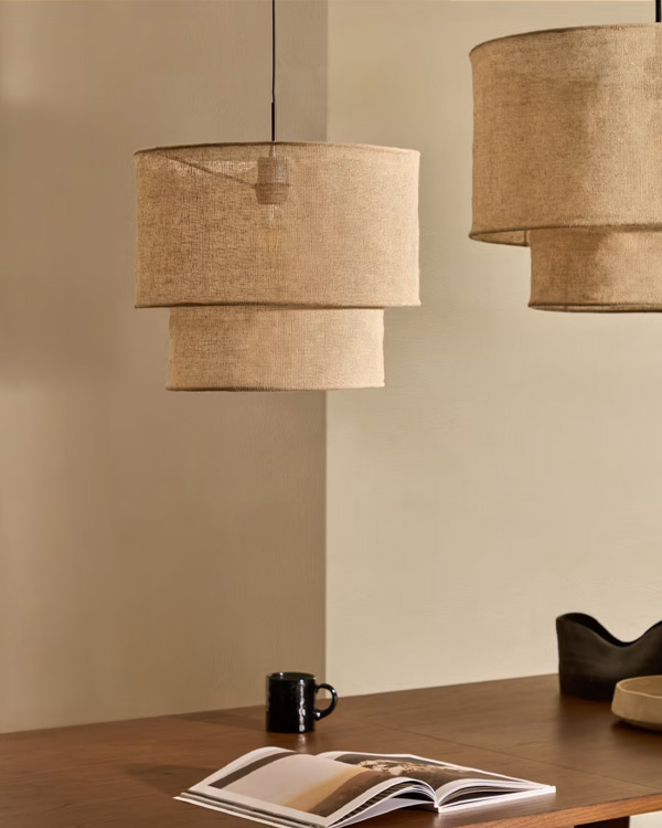 MARIELA Abažur za plafonsku lampu od lana sa bež završnicom, Ø40 x 34 cm