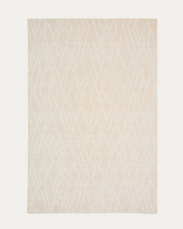 SELIRA Tepih od vune sa efektom veza, bež, 300 x 200 cm