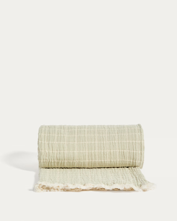 TIVARO Ćebe 100% pamuk, žakard karo, svijetlo zeleno, 130 x 170 cm