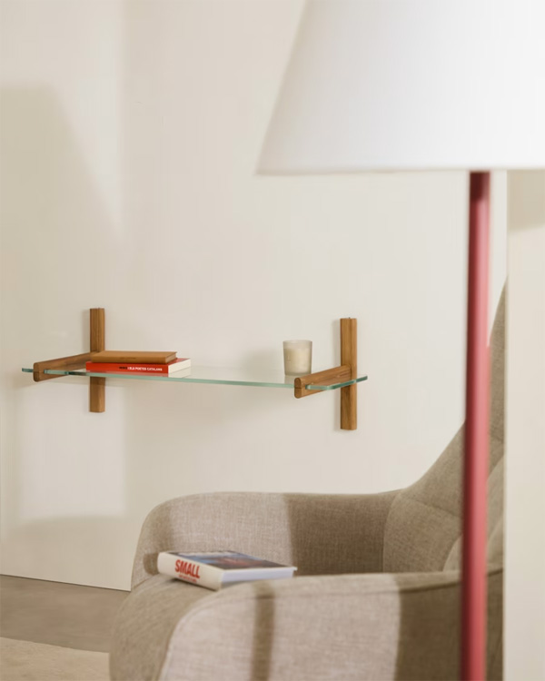 SITRA Polica, staklo i hrast, 90cm