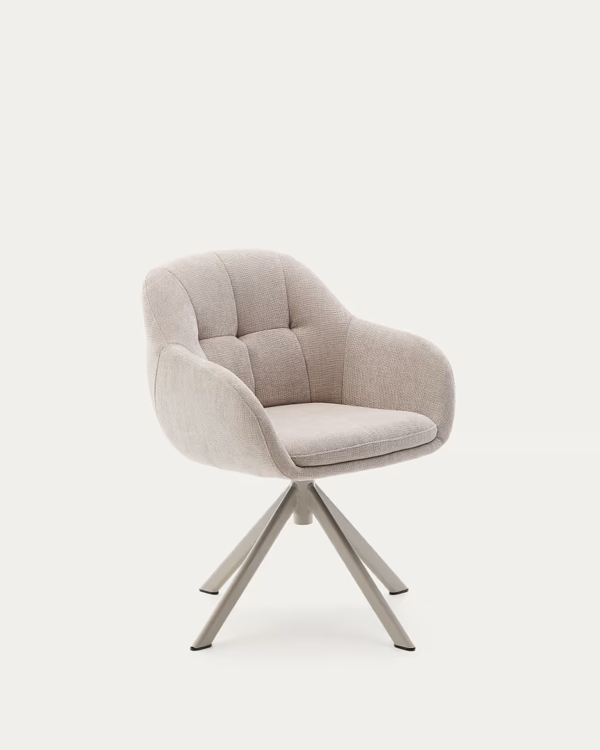 DORINA Fotelja, bež šenil, čelik