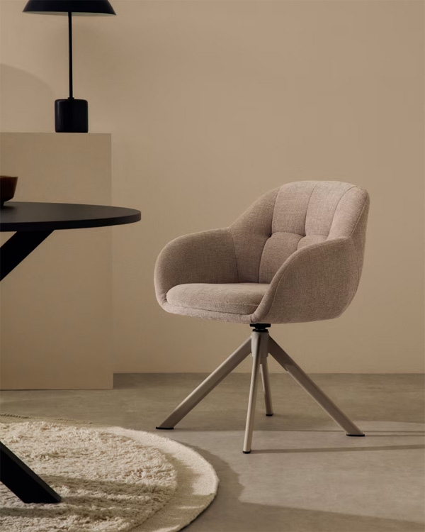 DORINA Fotelja, bež šenil, čelik