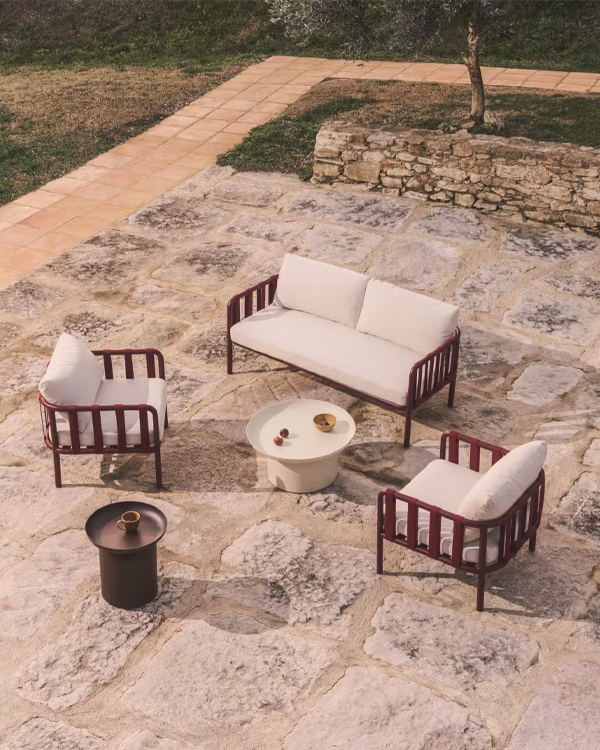 OMALA baštenski set, aluminijum i konop u bordo boji