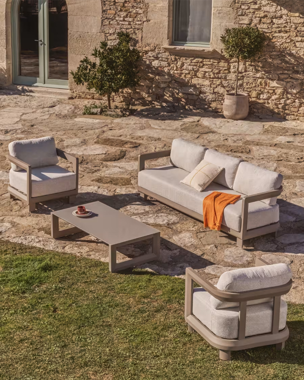 NERANO baštenski set, aluminijum i kaljeno staklo, smeđi