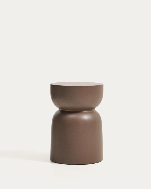 GARBET pomoćni sto, cement, Ø 32cm, braon