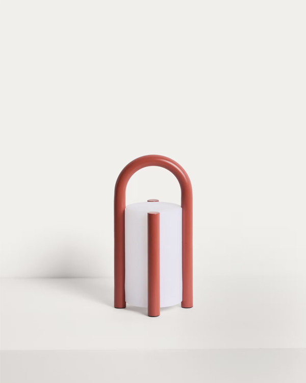 LEROS Stona lampa, crvena, čelik, 28 cm