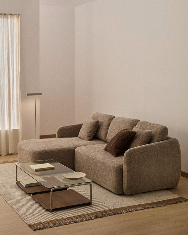 LAIRA Ugaona garnitura na razvlačenje, taupe chenille, 246 cm