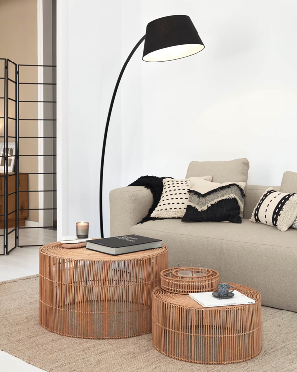ELMIMA 2/1 Set stolova, natural finiš Ø 66 cm / Ø 55 cm
