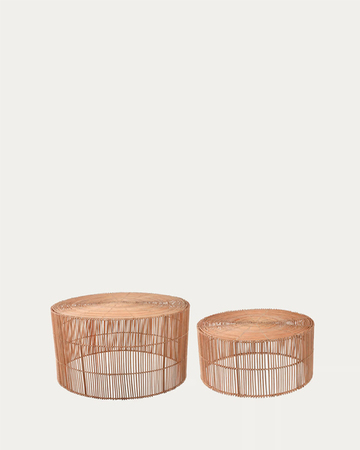 ELMIMA 2/1 Set stolova, natural finiš Ø 66 cm / Ø 55 cm