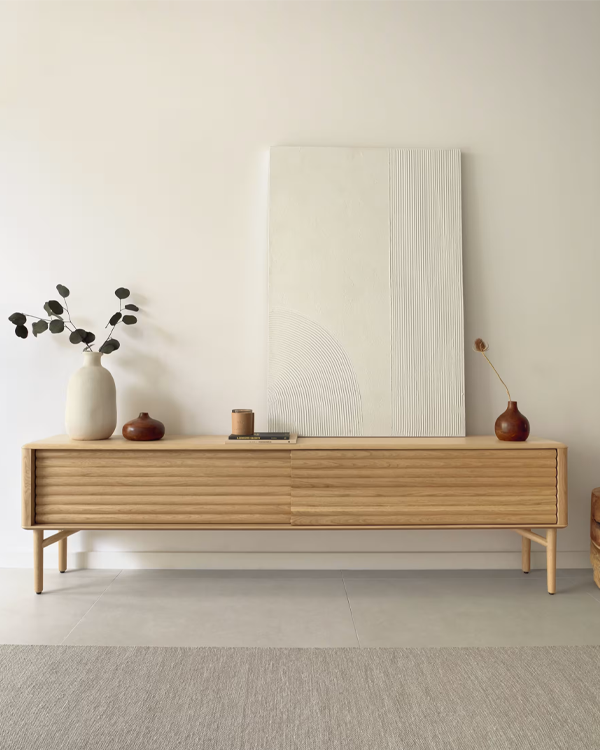 LENON Komoda, dvoje vrata, hrastov furnir, 200 x 57 cm