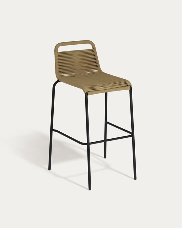 LAMBTON Složive barske stolice, braon uže, crni metal, 74 cm
