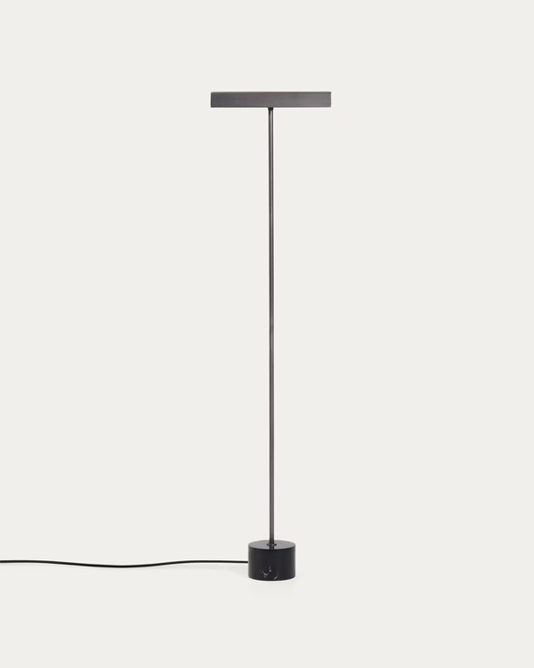 LYNOR Podna lampa, crna, čelik, mermer