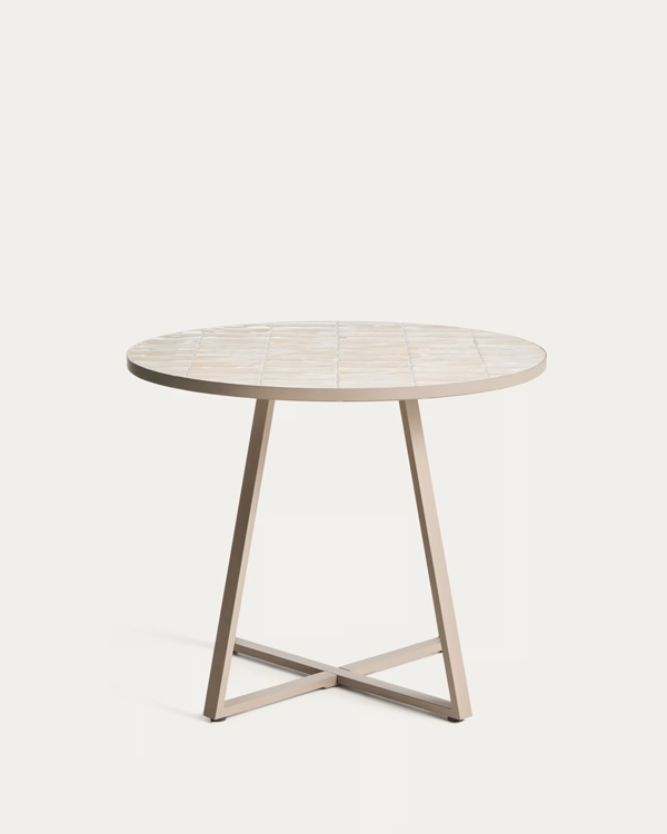TELLA Okrugli sto, bež, čelik, Ø 90 cm