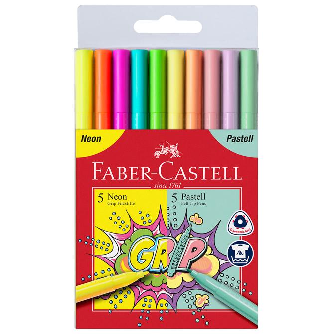 Faber-Castel školski flomasteri Grip pastel/neon 10/1