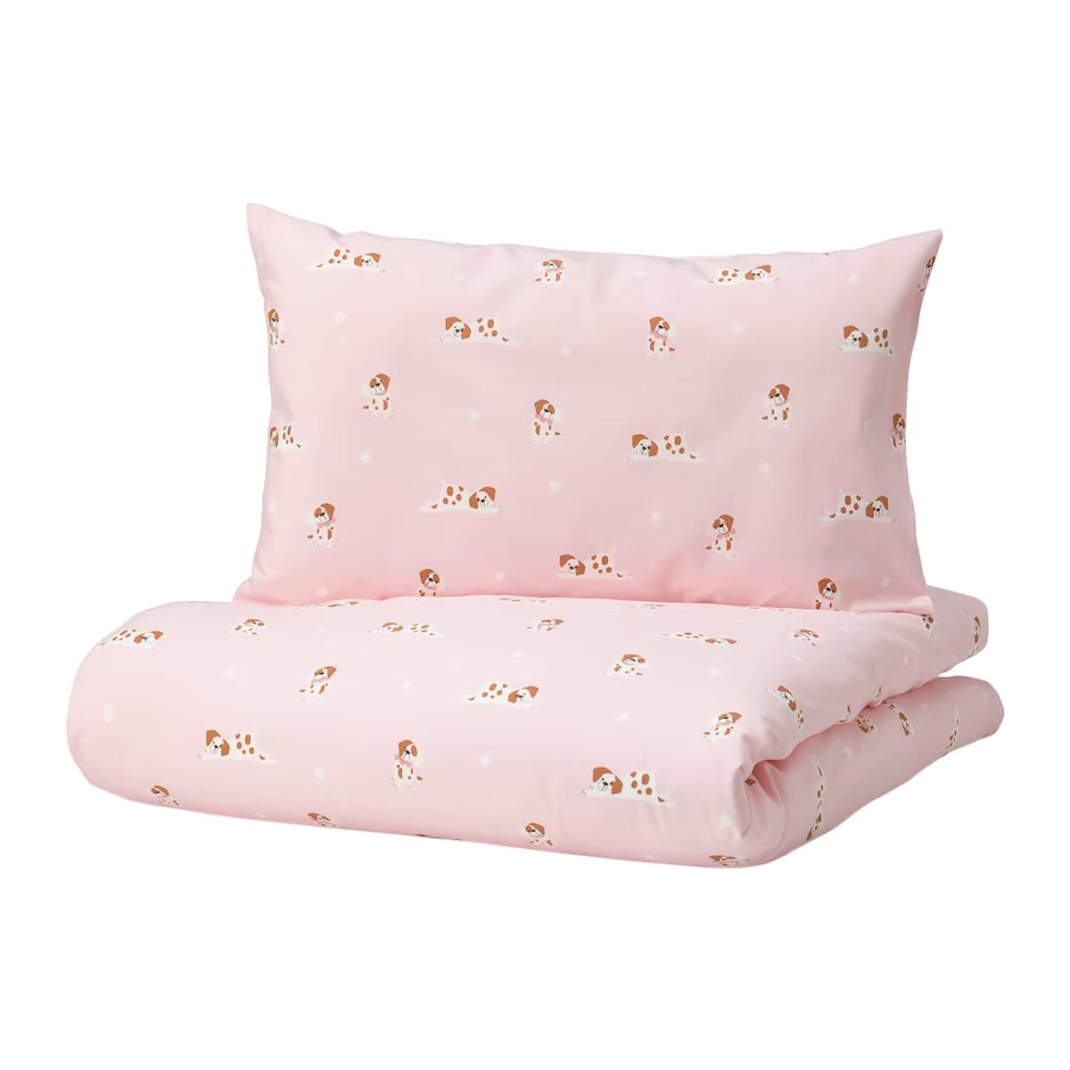 DROMSLOTT 110x125/35x55cm posteljina za krevetac, stene/roze