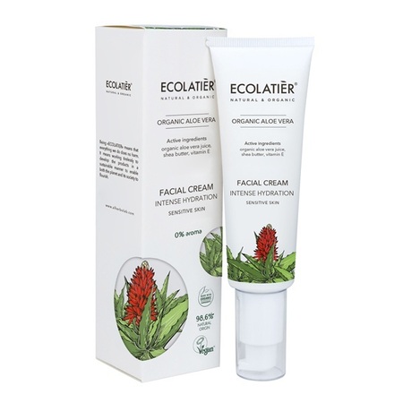 ECOLATIER FACIAL CREAM INTENSE HYDRATION ORGANIC ALOE VERA, 50 ML