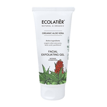 ECOLATIER FACIAL EXFOLIATING GEL INTENSE HYDRATION ORGANIC ALOE VERA, 100 ML