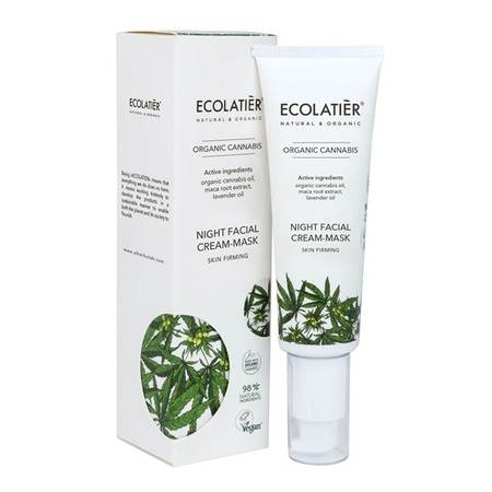 ECOLATIER NIGHT FACIAL CREAM-MASK SKIN FIRMING ORGANIC CANNABIS, 50 ML