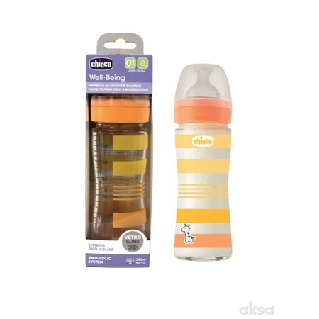 FLASICA STAKLENA 240 ML 0+ SILIKON WB NARANDZASTA DJEVOJCICA