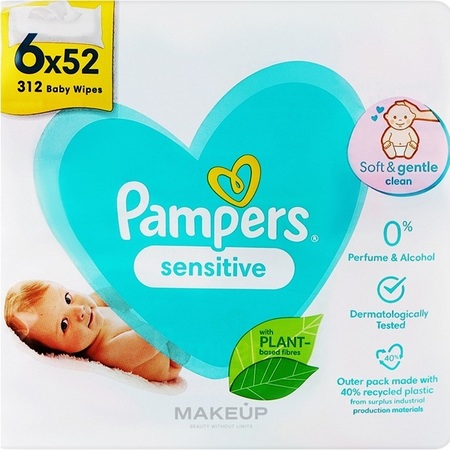 PAMPERS WIPES SENSITIVE 6x52PCS